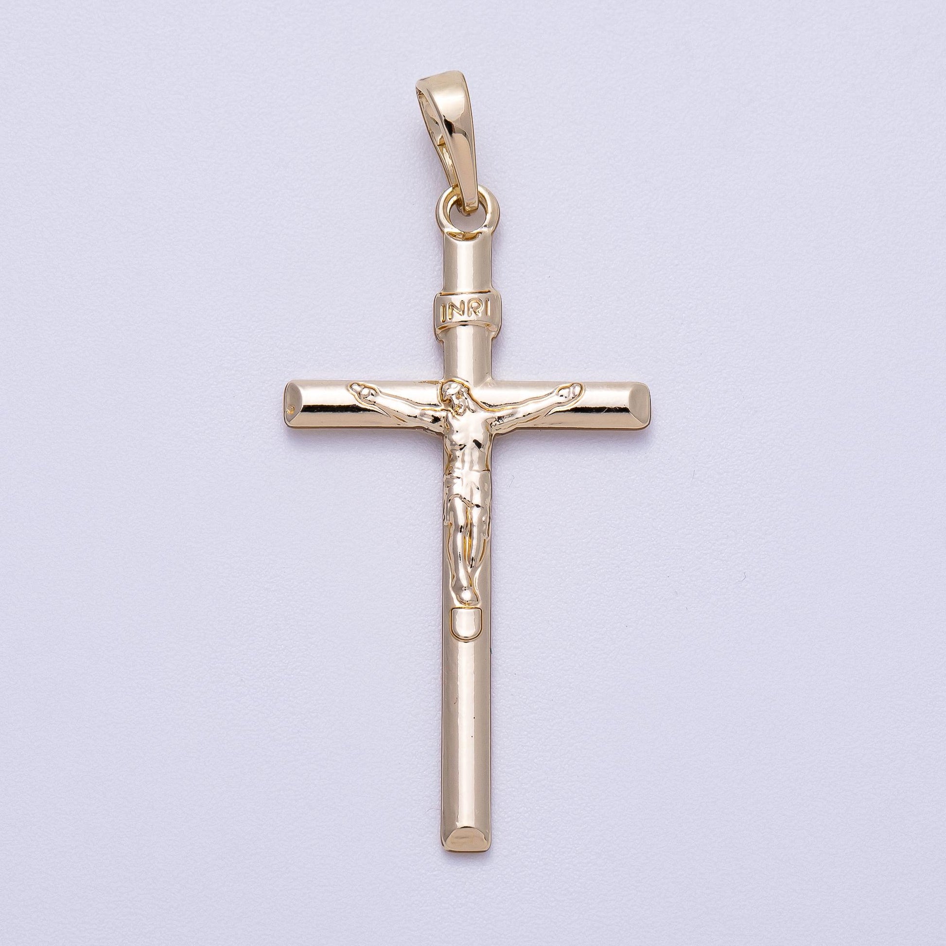 14k gold filled 39.5mm crucifix pendant religious Jesus cross charm baptism or communion gift DIY jewelry making necklace | CHARMS-00567