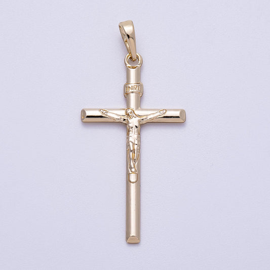 14k gold filled 39.5mm crucifix pendant religious Jesus cross charm baptism or communion gift DIY jewelry making necklace | CHARMS-00567