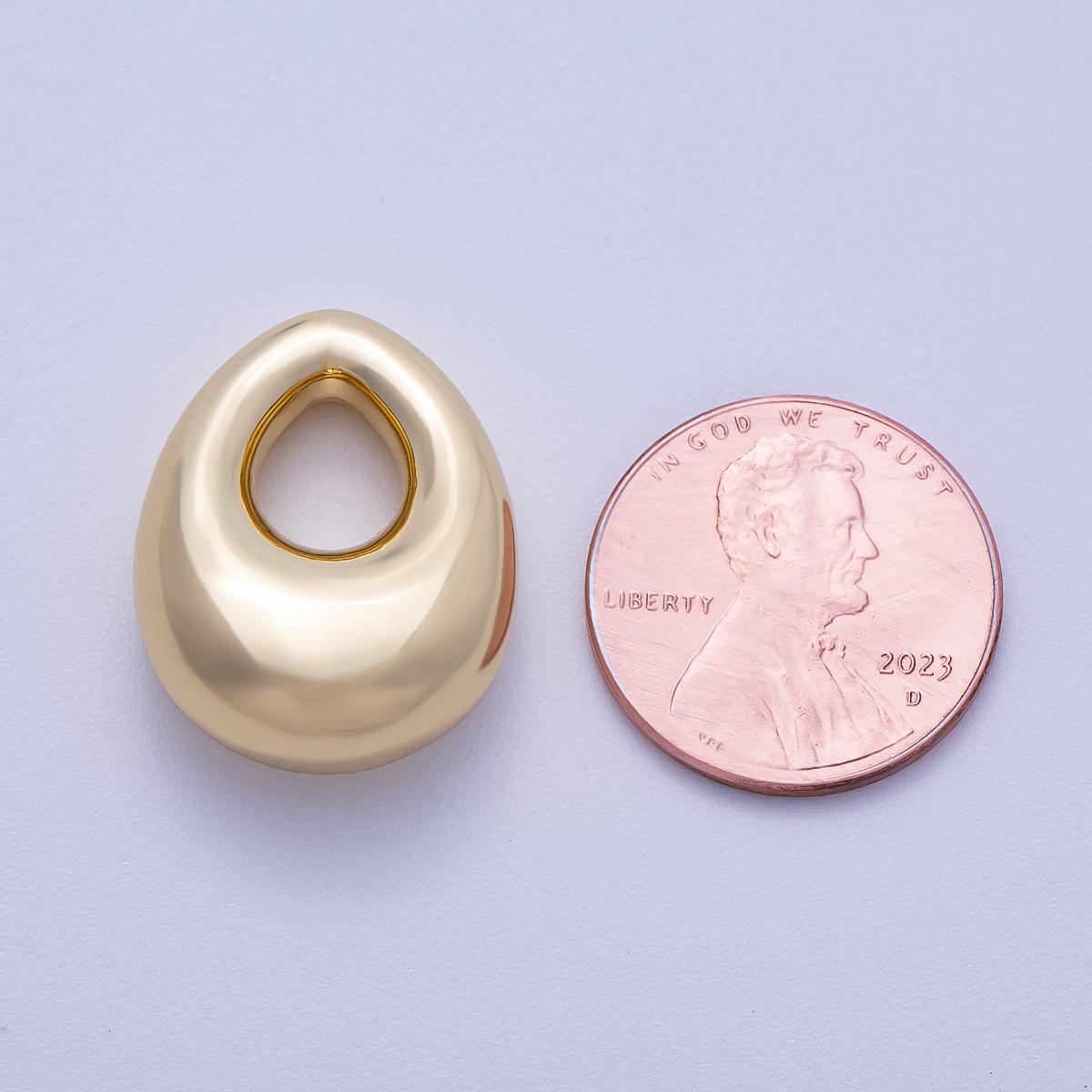 16K Gold Filled 22mm Minimalist Chubby Geometric Teardrop Bead Pendant Chunky Water Drop for Modern DIY Necklaces High Polish | BEADS-00235