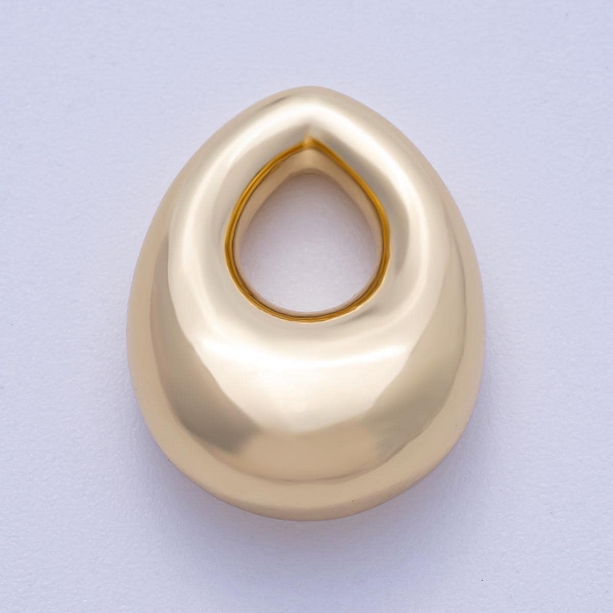 16K Gold Filled 22mm Minimalist Chubby Geometric Teardrop Bead Pendant Chunky Water Drop for Modern DIY Necklaces High Polish | BEADS-00235