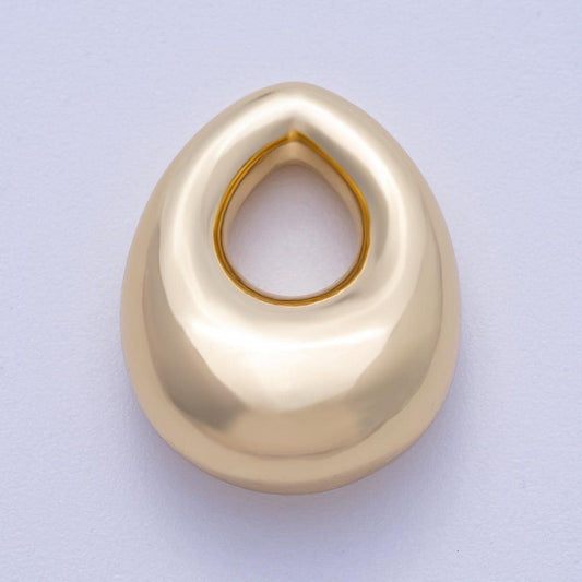 16K Gold Filled 22mm Minimalist Chubby Geometric Teardrop Bead Pendant Chunky Water Drop for Modern DIY Necklaces High Polish | BEADS-00235