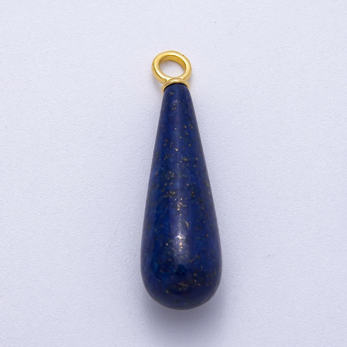 18K Gold Filled 37mm Multicolor Natural Gemstone Long Teardrop Pendant DIY Jewelry Healing Crystal Drops Boho Necklace Supply | Charms-00522