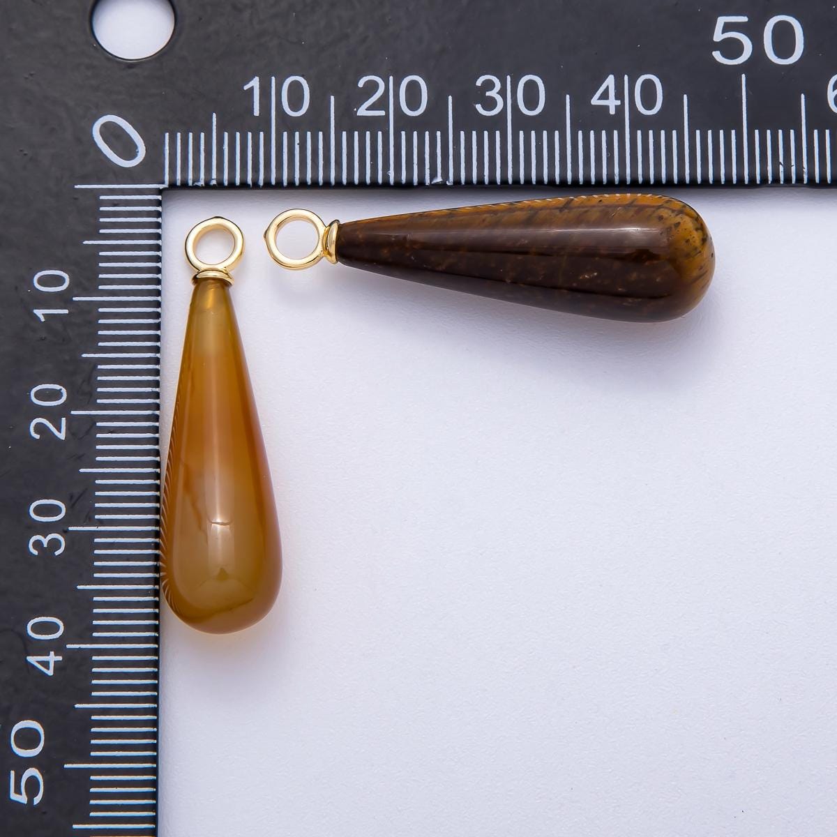 18K Gold Filled 37mm Multicolor Natural Gemstone Long Teardrop Pendant DIY Jewelry Healing Crystal Drops Boho Necklace Supply | Charms-00522