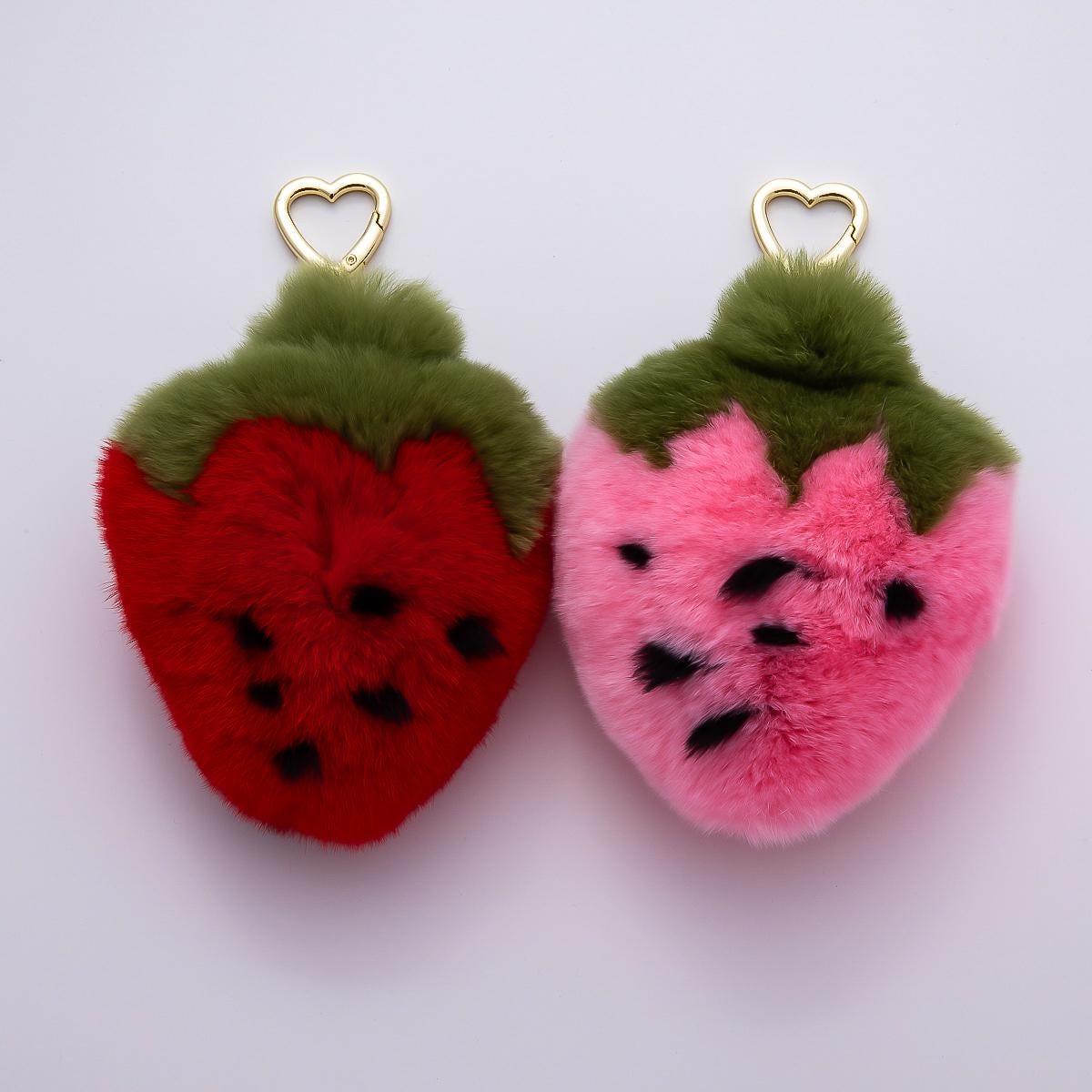Fluffy Strawberry Plush Keychain 152mm Fruit Kawaii Accessory Decor Gift for Backpacks and Purses | WB-00328