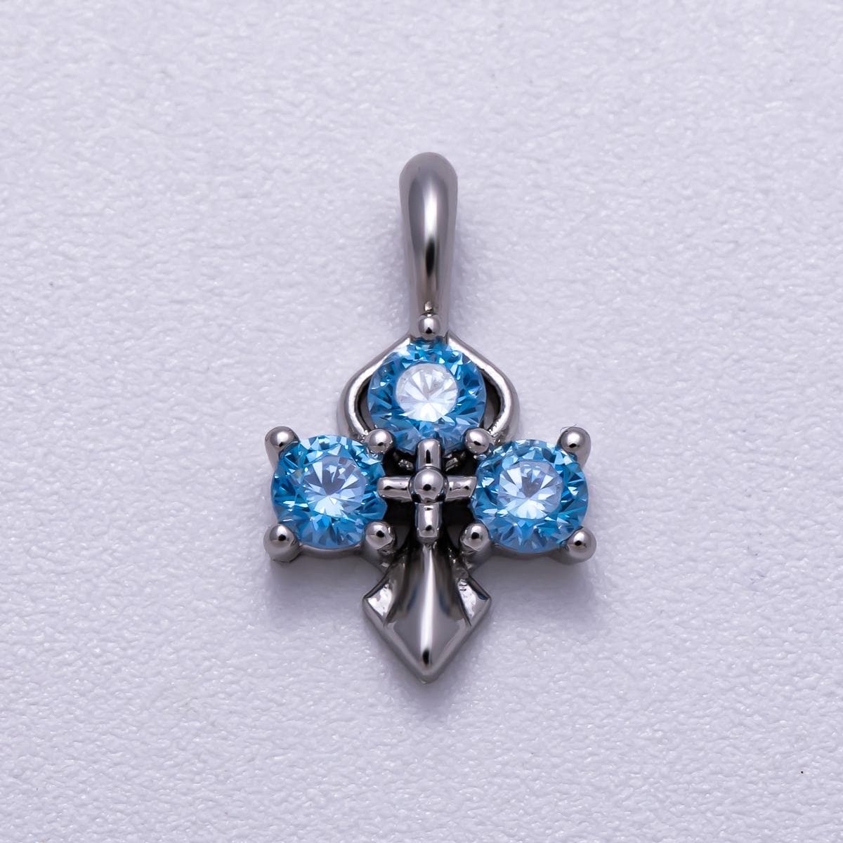 Gold Filled Pink Blue CZ Cross Charm Pendant