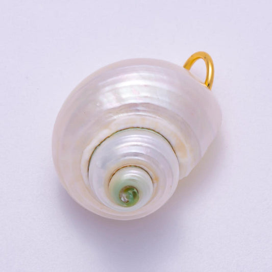 SUMMER 18K Gold Filled 31mm Freshwater Pearl Nautical Conch Sea Shell Charm Beach Jewelry for DIY Necklace Bracelet Gift | Charms-00554