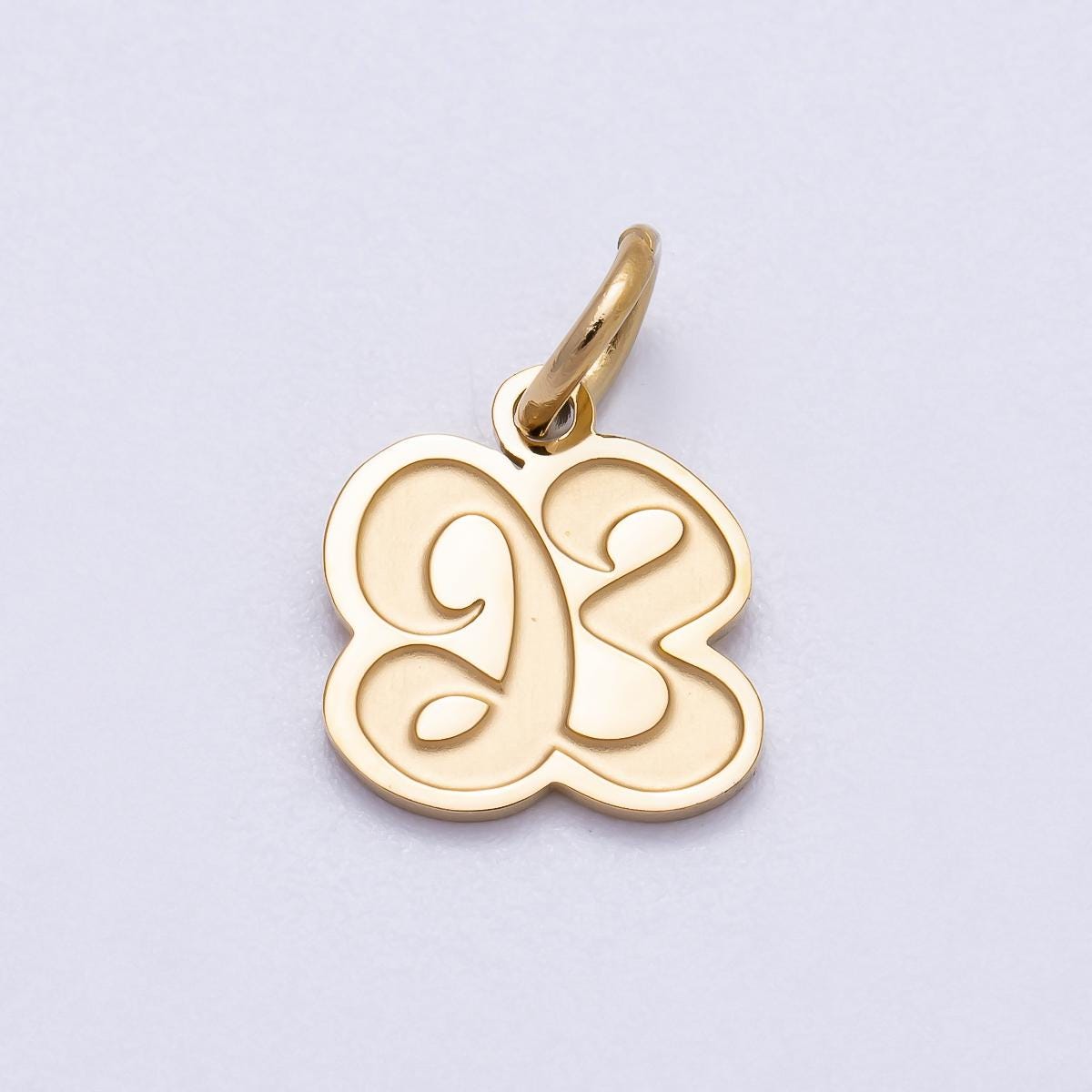 PVD Gold Plated Letter Charm Gold Cursive Alphabet Charm Initial Letter Pendant Personalized Jewelry Stainless Steel Tarnish Free CHARMS-720