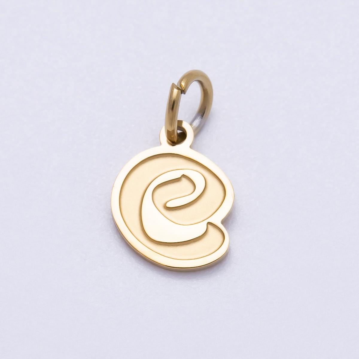 PVD Gold Plated Letter Charm Gold Cursive Alphabet Charm Initial Letter Pendant Personalized Jewelry Stainless Steel Tarnish Free CHARMS-720