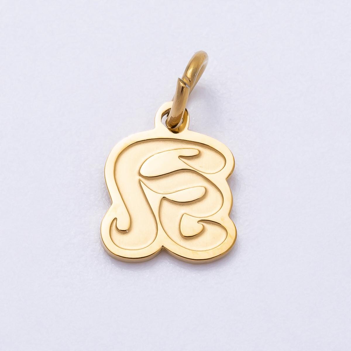 PVD Gold Plated Letter Charm Gold Cursive Alphabet Charm Initial Letter Pendant Personalized Jewelry Stainless Steel Tarnish Free CHARMS-720