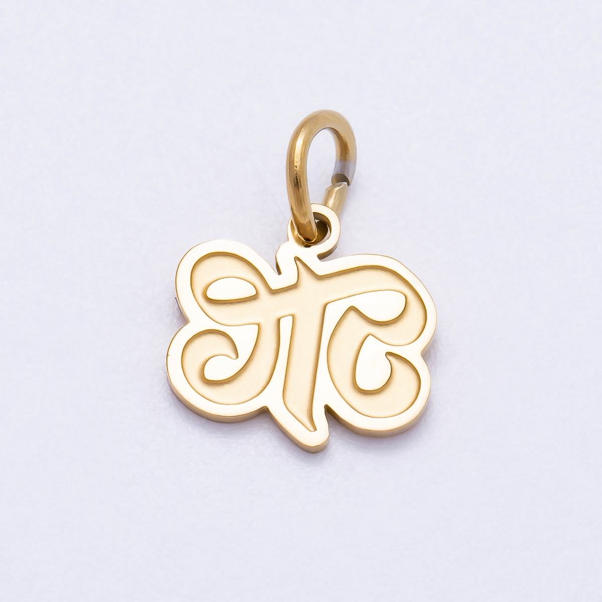 PVD Gold Plated Letter Charm Gold Cursive Alphabet Charm Initial Letter Pendant Personalized Jewelry Stainless Steel Tarnish Free CHARMS-720