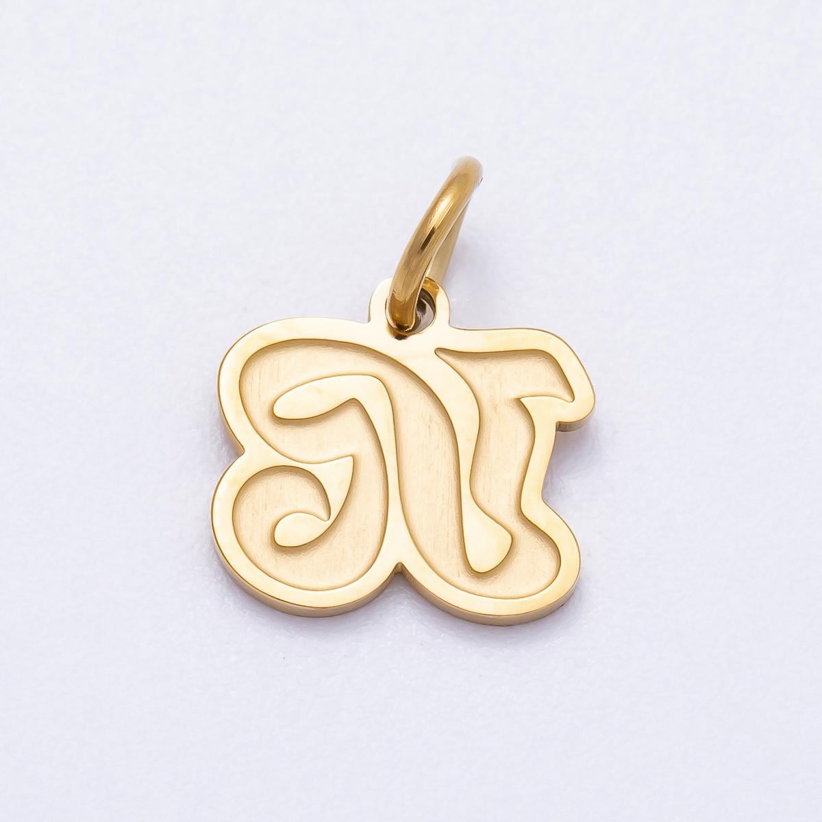 PVD Gold Plated Letter Charm Gold Cursive Alphabet Charm Initial Letter Pendant Personalized Jewelry Stainless Steel Tarnish Free CHARMS-720