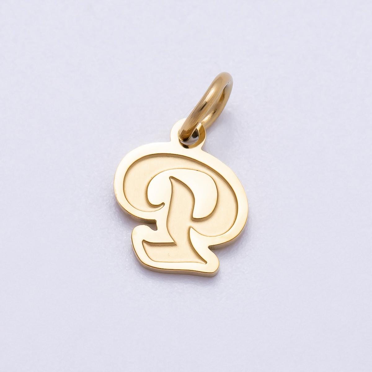 PVD Gold Plated Letter Charm Gold Cursive Alphabet Charm Initial Letter Pendant Personalized Jewelry Stainless Steel Tarnish Free CHARMS-720