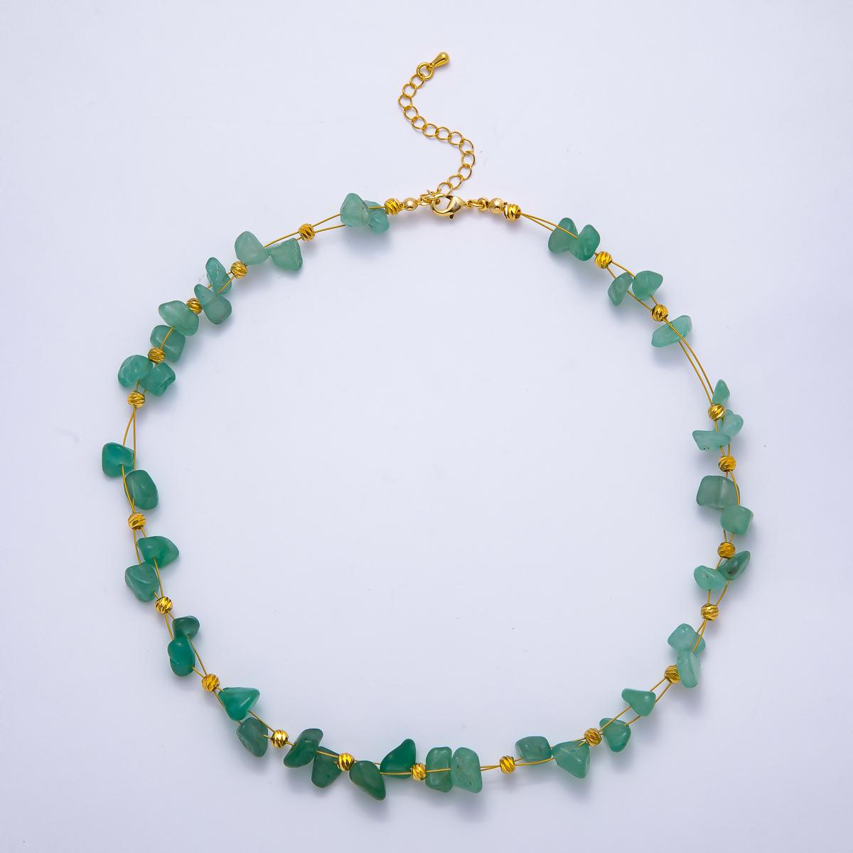 Handmade Rainbow Chipped Gemstone Necklace in Rose Quartz Aventurine, Amethyst Candy Jewelry 24k Gold Filled WA-4413