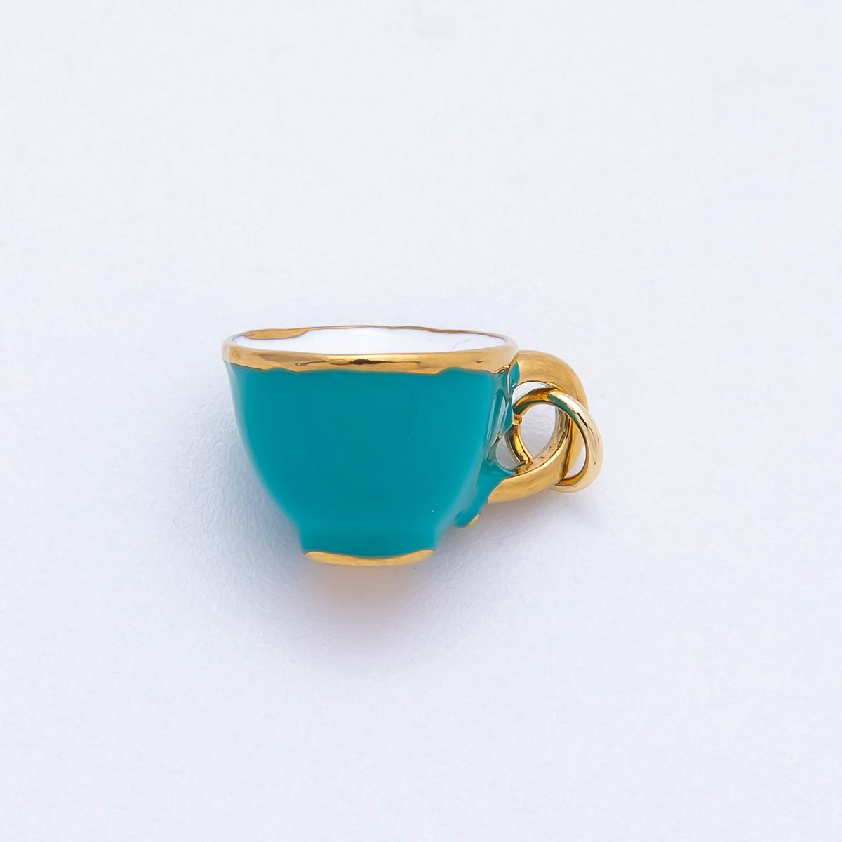 18k Stainless Steel Gold Teacup Charm Miniature Tea Lover Pendant DIY Jewelry Supply for custom necklace and bracelet | CHARMS-00706