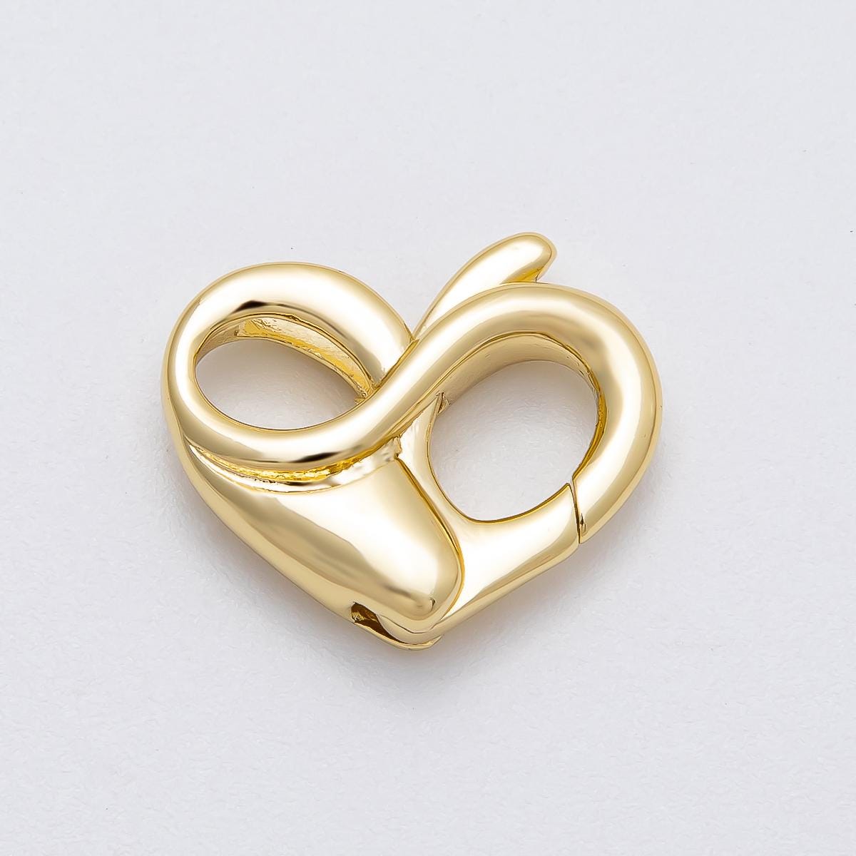 16K Gold Filled 18mm Heart Claw Clasps Findings in Gold & Silver Infinity Double Opening Hook DIY Jewelry Making Supplies | Findings-00146