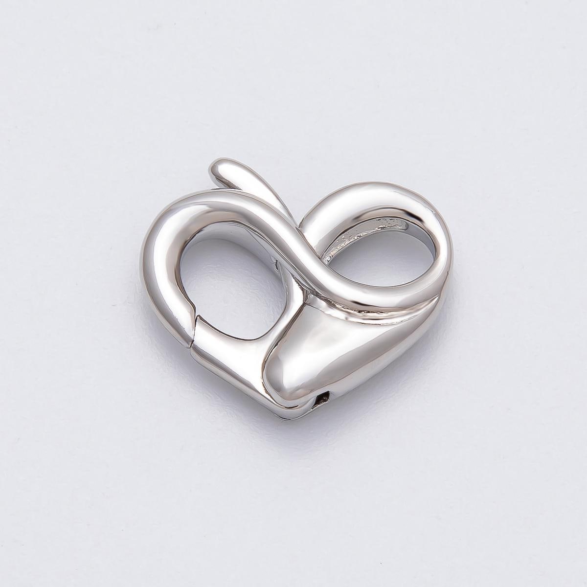 16K Gold Filled 18mm Heart Claw Clasps Findings in Gold & Silver Infinity Double Opening Hook DIY Jewelry Making Supplies | Findings-00146