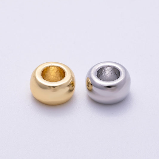 16K Gold Filled 10mm Chubby Round Thick Spacer Rondelle in Gold & Silver Flat Jewelry Findings DIY Supply for Custom Necklace | Beads-00239
