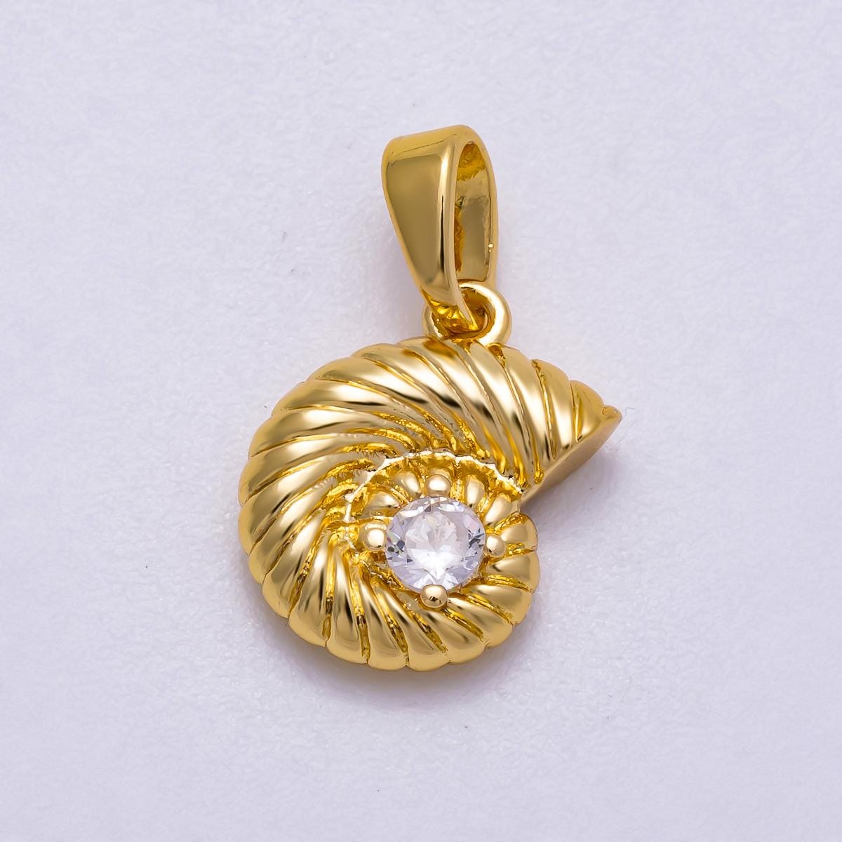 18K Gold Fish Conch Charm Pendant Beach Summer Jewelry Inspired CHARMS-595