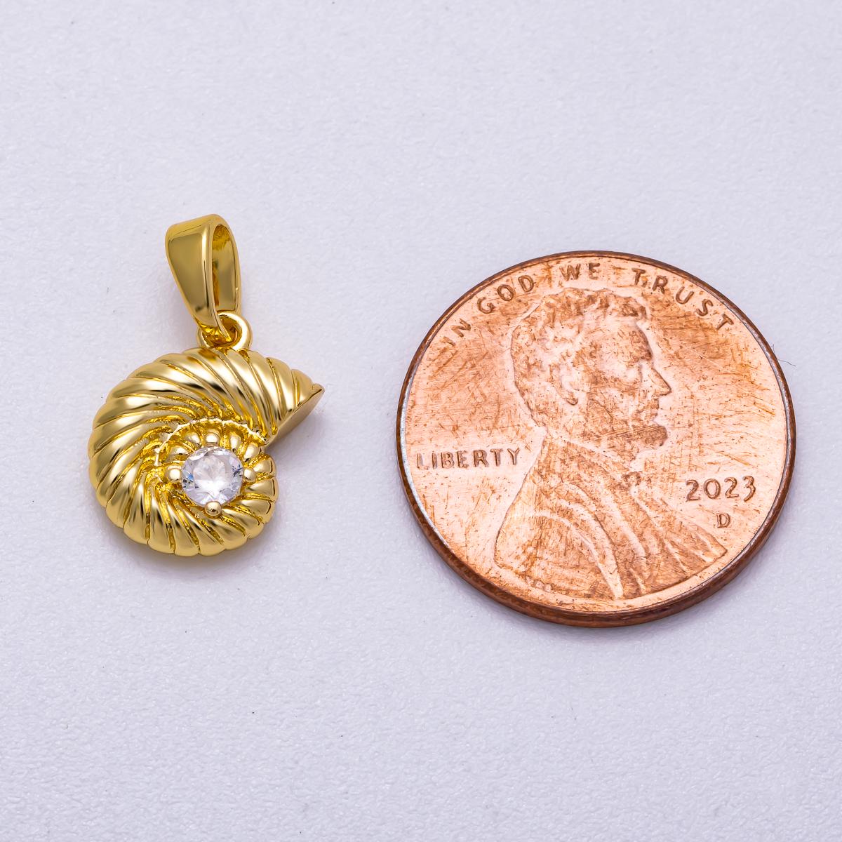 18K Gold Fish Conch Charm Pendant Beach Summer Jewelry Inspired CHARMS-595