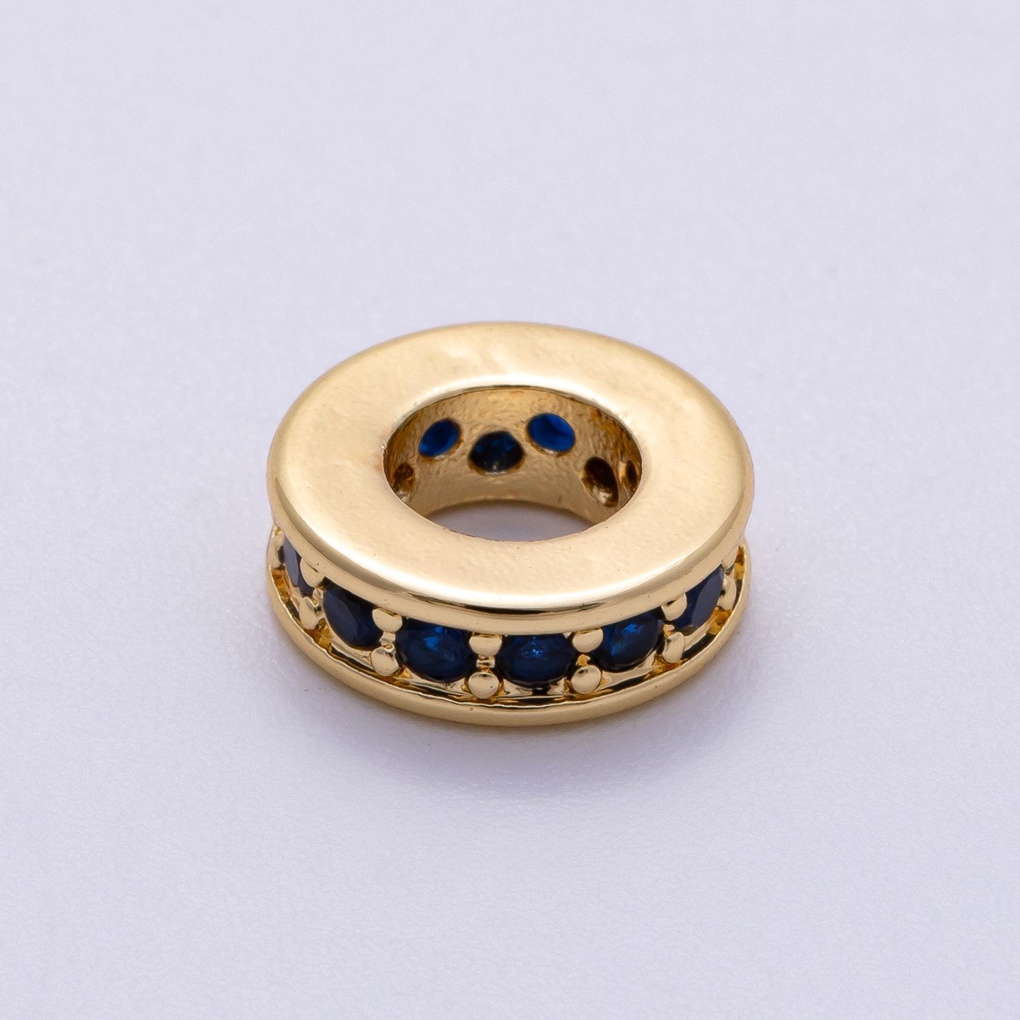16K Gold Filled 10mm Colorful Micro Paved CZ Round Mini Spacer Rondelle Charm Holder Rainbow Crystal Discs DIY Jewelry Making | Beads-00243