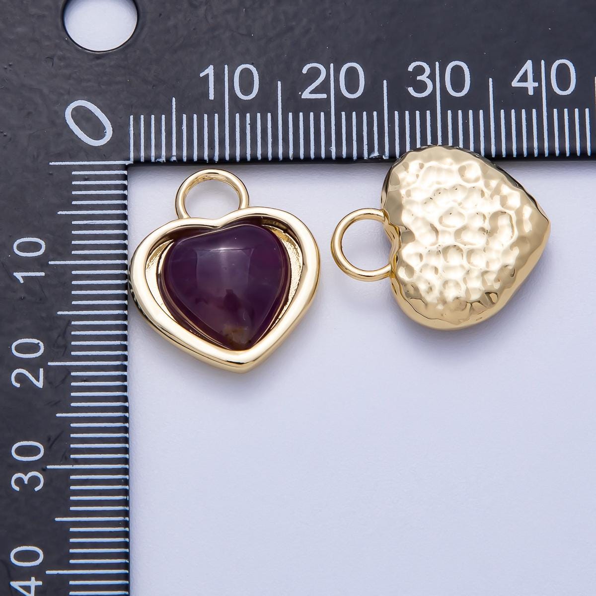 16K Gold Filled 20mm Violet Heart Padlock Pendant Romantic Love Charm DIY Jewelry Making Supply for Necklace Boho Accessory | Charms-00571