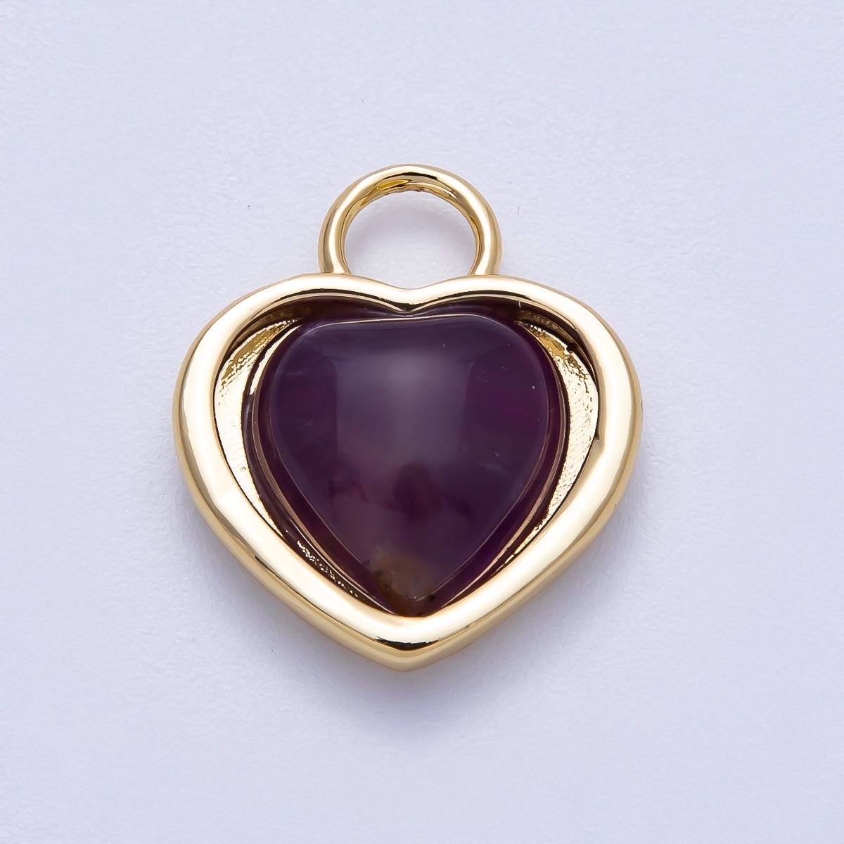 16K Gold Filled 20mm Violet Heart Padlock Pendant Romantic Love Charm DIY Jewelry Making Supply for Necklace Boho Accessory | Charms-00571