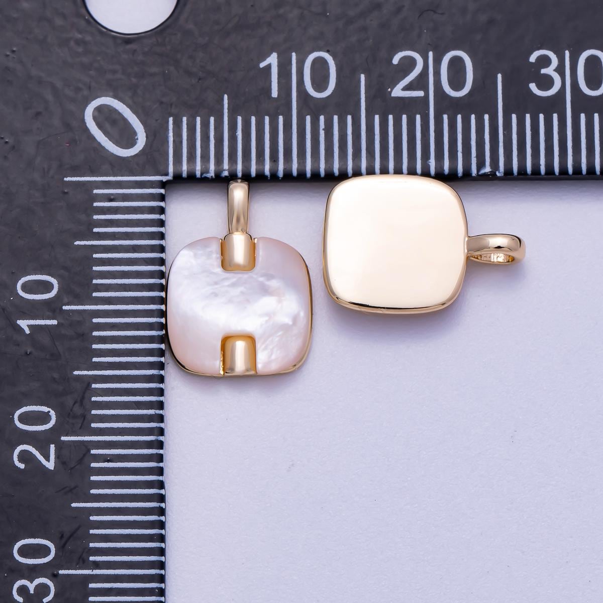18K Gold Filled 14.7mm Shell Pearl Square Bezel Pendant Finding Minimalist Jewelry Supply for Necklace | Charms-00594