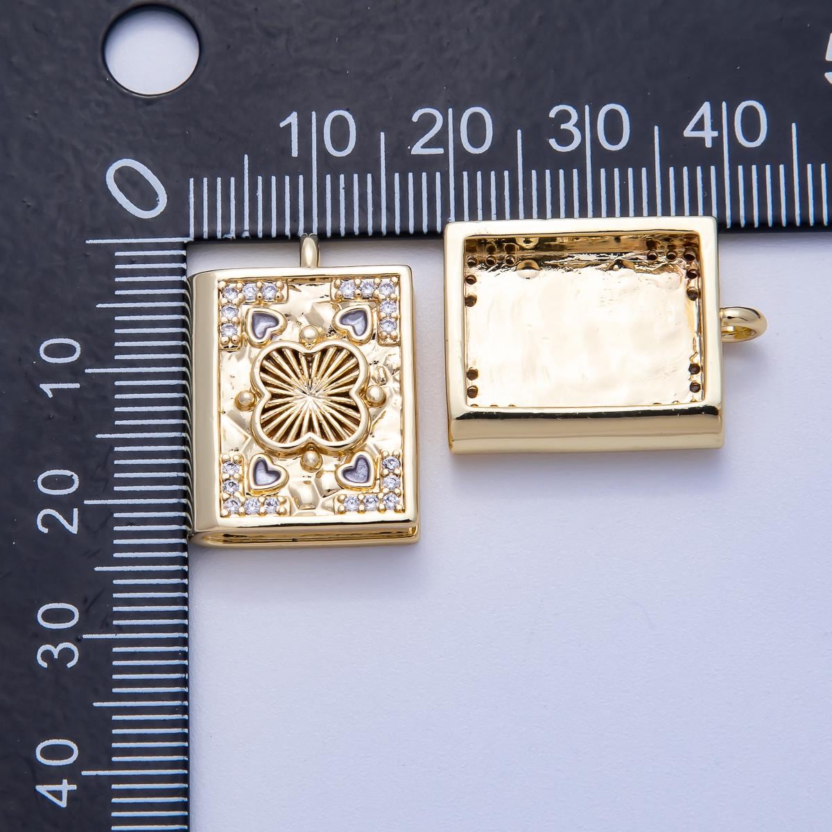 16K Gold Filled 23mm Heart CZ Magic Book Pendant Romantic Journal Charm DIY Jewelry Making Supply for custom Necklace | Charms-00572