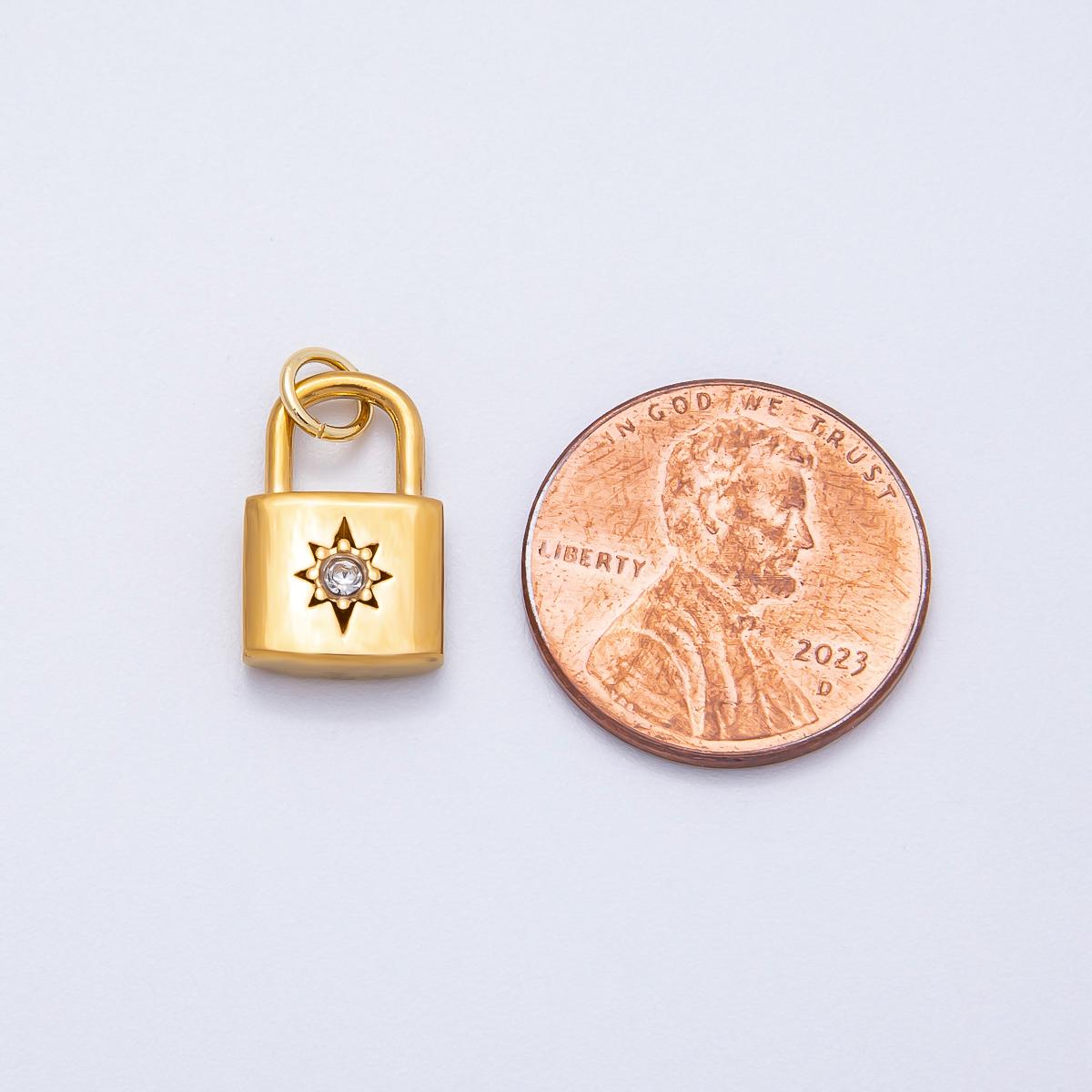 PVD Stainless Steel 15mm Celestial Sun Padlock Charm North Star Medal for Necklace DIY Jewelry Supply Finding | Charms-00709