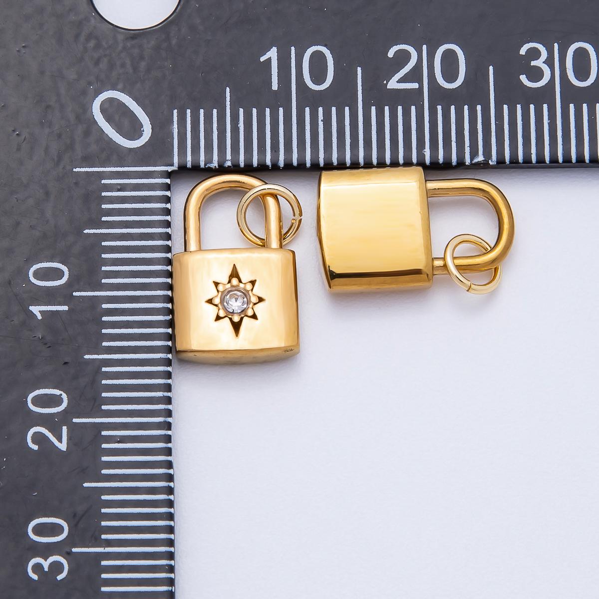PVD Stainless Steel 15mm Celestial Sun Padlock Charm North Star Medal for Necklace DIY Jewelry Supply Finding | Charms-00709