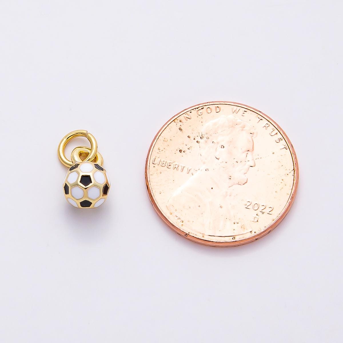 16k Gold Filled 9mm Soccer Ball Charm Enamel Football Pendant Sports Fan Lover Gift DIY Jewelry Supply for custom necklace | CHARMS-00746