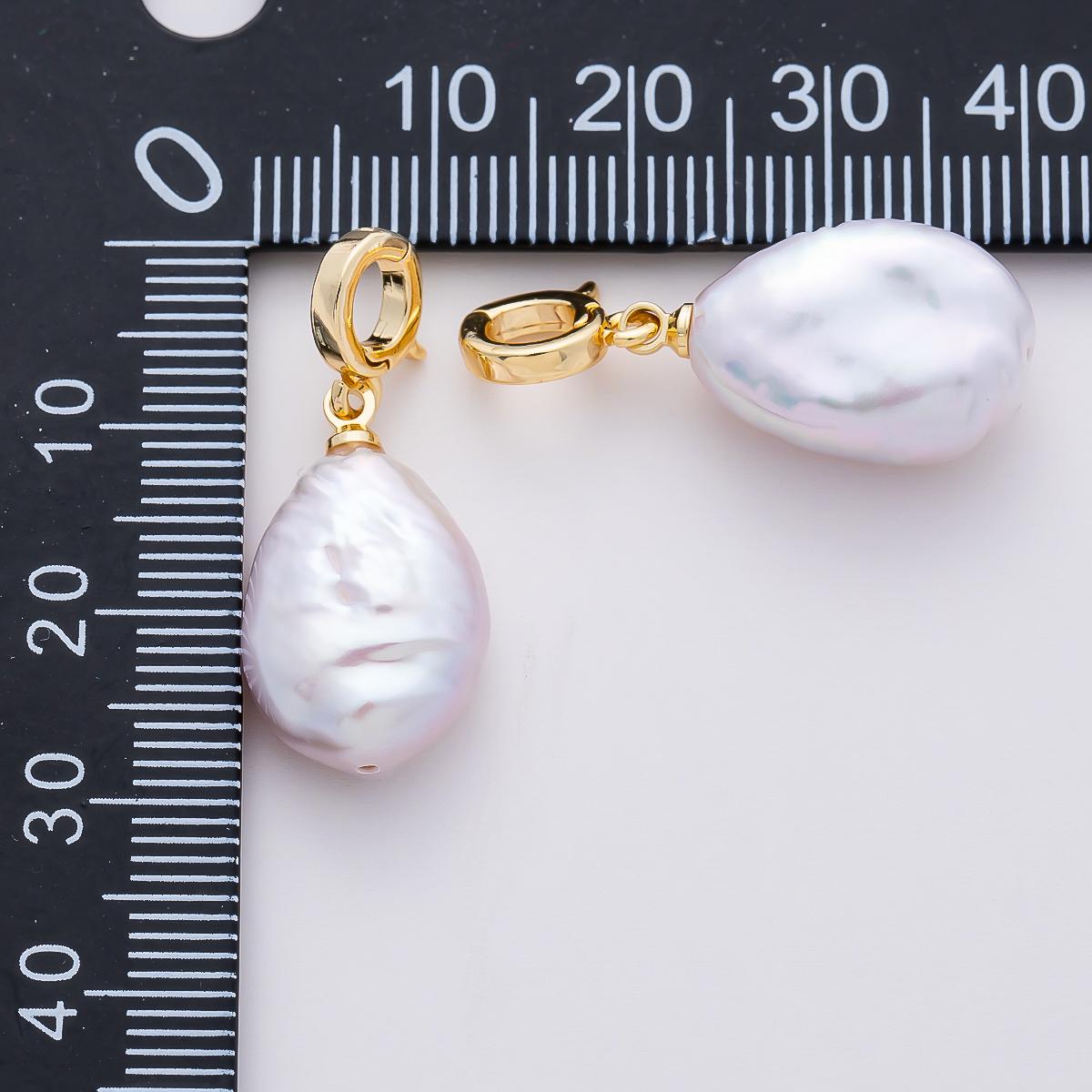18k Gold Filled 22mm Baroque Pearl Pendant Large Irregular Hinged Pull Clasp Charm Bail Necklaces Bridal Jewelry Gift for Her | CHARMS-00749