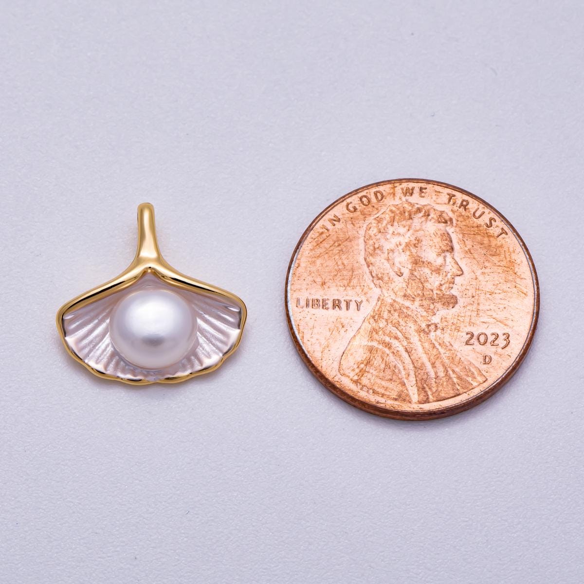 16k Gold Filled 14mm Ginkgo Leaf Pearl Pendant Wedding Bridal Jewelry Gift for Her DIY Jewelry Supply for custom Necklace | CHARMS-00716