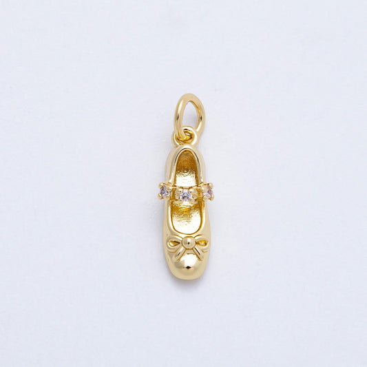 16k Gold Filled 17mm Crystal Ballet Flat Pendant Shoe Pendant for Charm Bracelet DIY Jewelry Supply custom Add On Necklace | CHARMS-00748