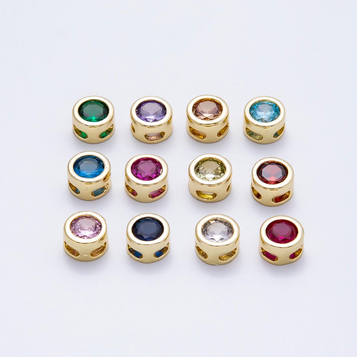 16k Gold Filled 8mm Birthstone Spacer Beads Crystal Rondelle Slider Charms Gemstone custom Jewelry Making Necklace Bracelet | BEADS-00278