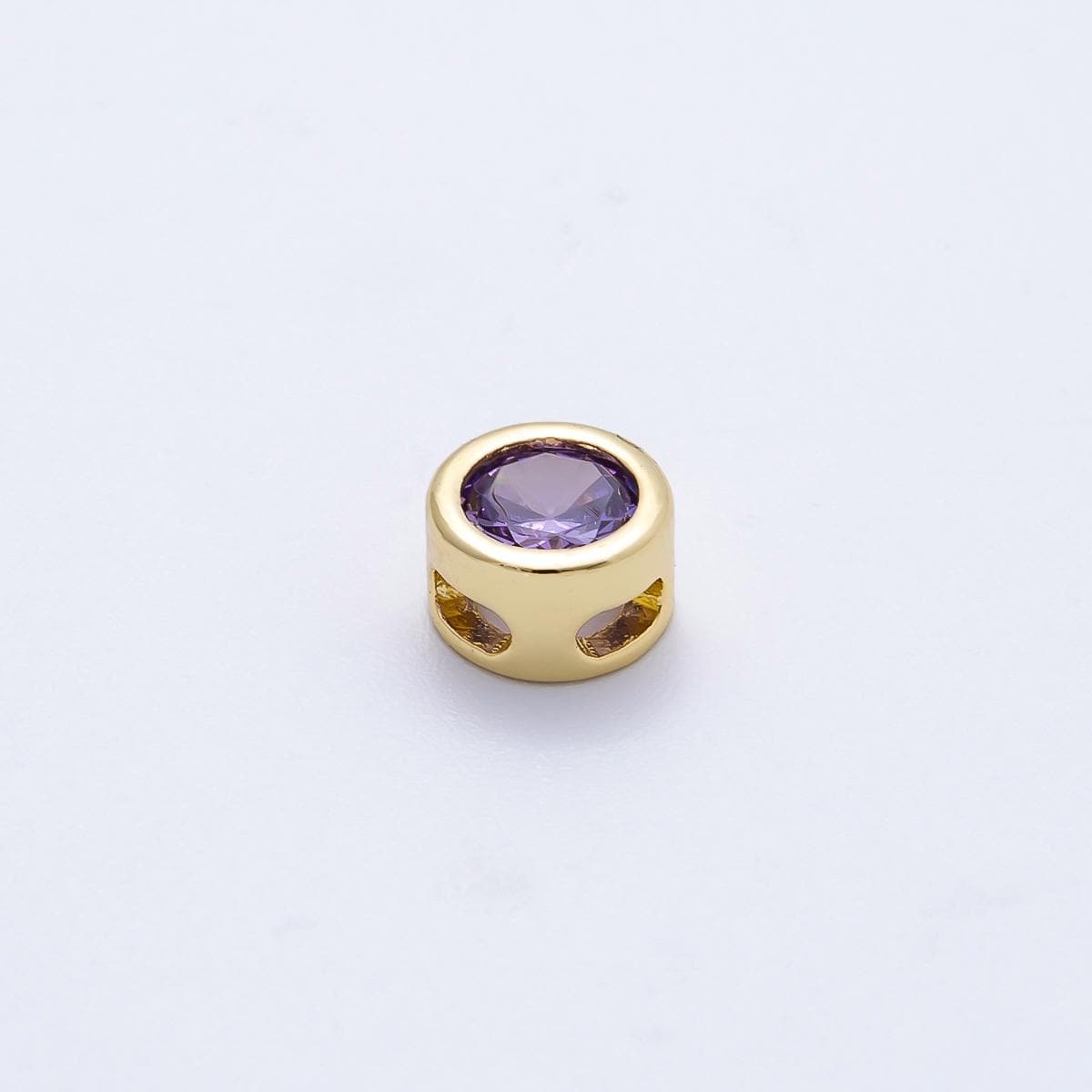 16k Gold Filled 8mm Birthstone Spacer Beads Crystal Rondelle Slider Charms Gemstone custom Jewelry Making Necklace Bracelet | BEADS-00278