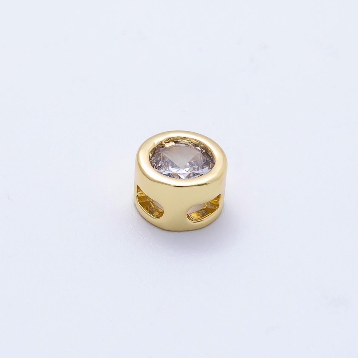 16k Gold Filled 8mm Birthstone Spacer Beads Crystal Rondelle Slider Charms Gemstone custom Jewelry Making Necklace Bracelet | BEADS-00278