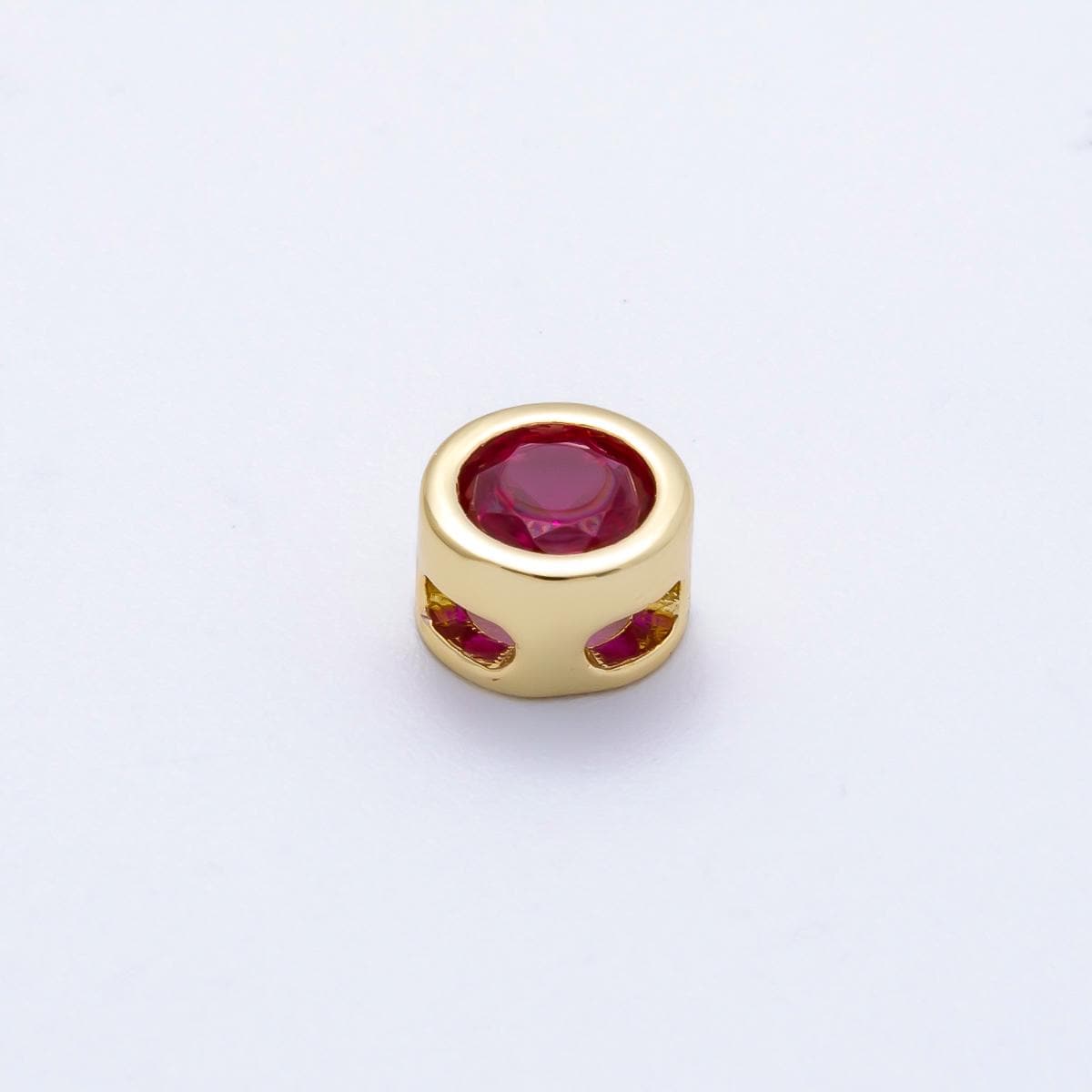 16k Gold Filled 8mm Birthstone Spacer Beads Crystal Rondelle Slider Charms Gemstone custom Jewelry Making Necklace Bracelet | BEADS-00278