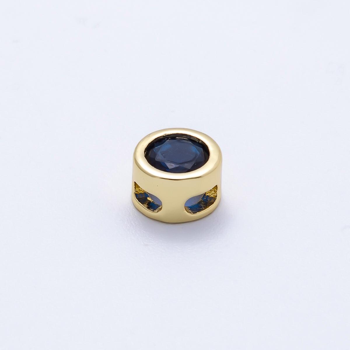 16k Gold Filled 8mm Birthstone Spacer Beads Crystal Rondelle Slider Charms Gemstone custom Jewelry Making Necklace Bracelet | BEADS-00278