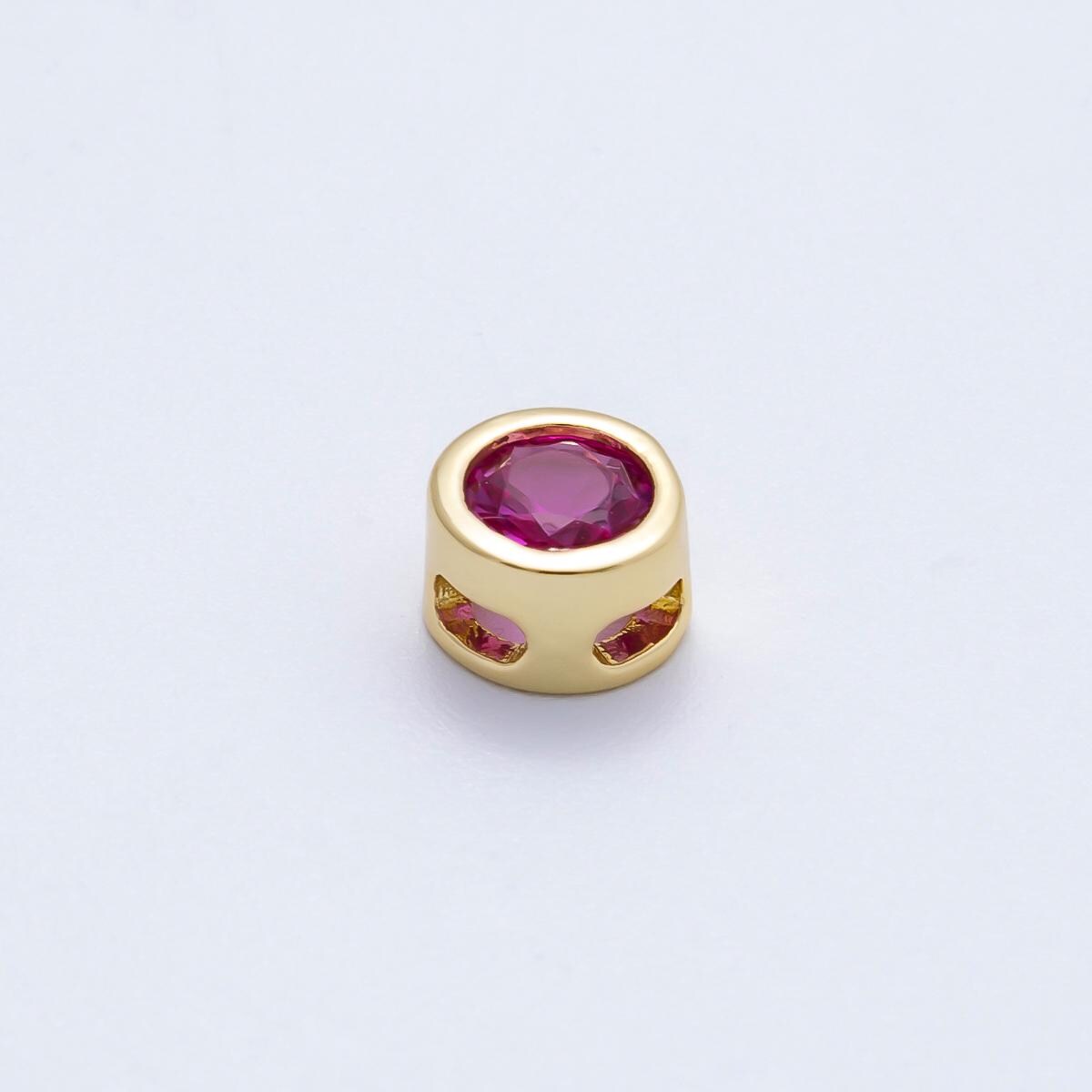 16k Gold Filled 8mm Birthstone Spacer Beads Crystal Rondelle Slider Charms Gemstone custom Jewelry Making Necklace Bracelet | BEADS-00278