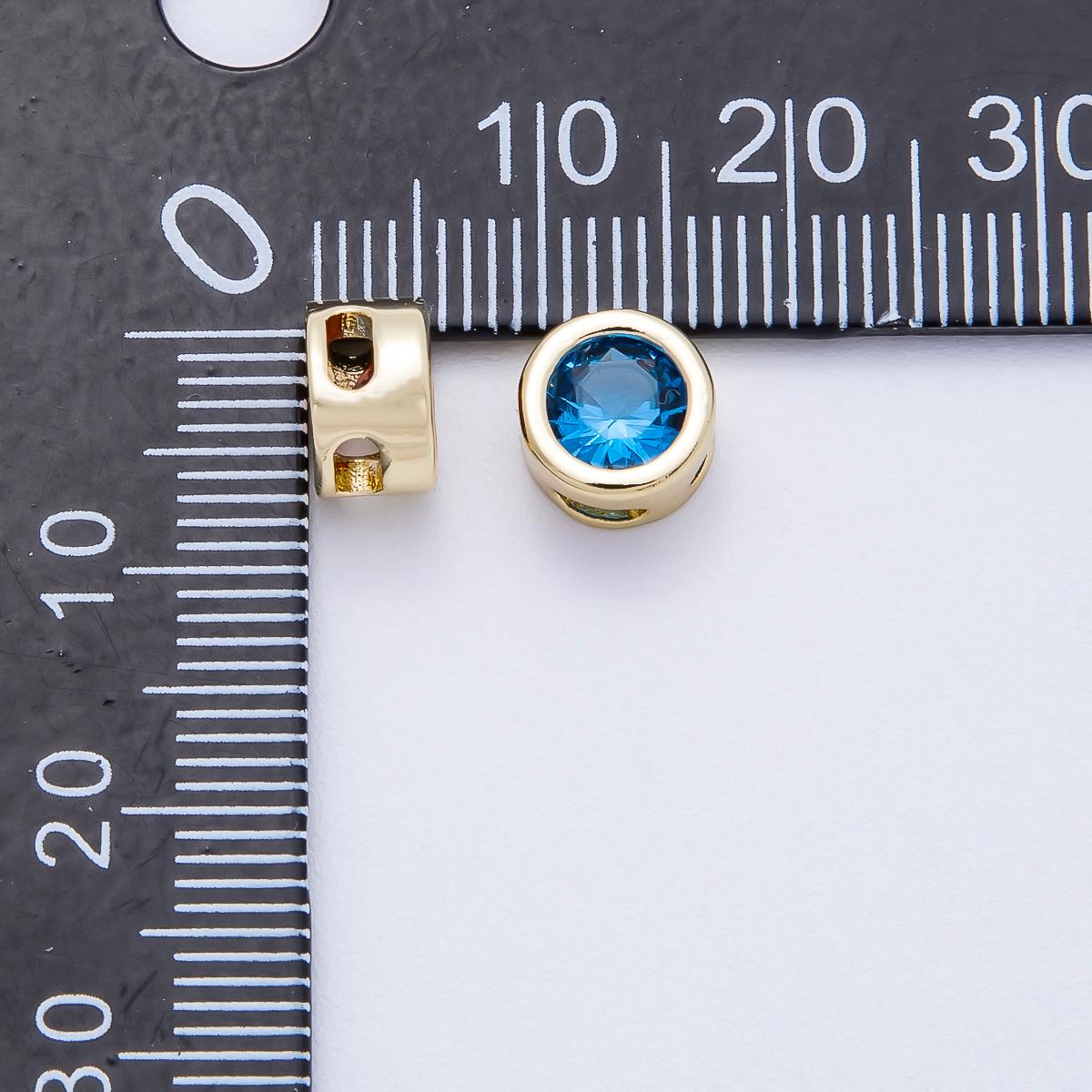 16k Gold Filled 8mm Birthstone Spacer Beads Crystal Rondelle Slider Charms Gemstone custom Jewelry Making Necklace Bracelet | BEADS-00278