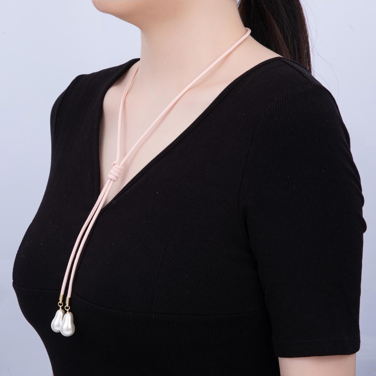 Dainty Soft Leather feel Lariat Knot Tied Necklace for Cord Necklace Supply | WA-4369
