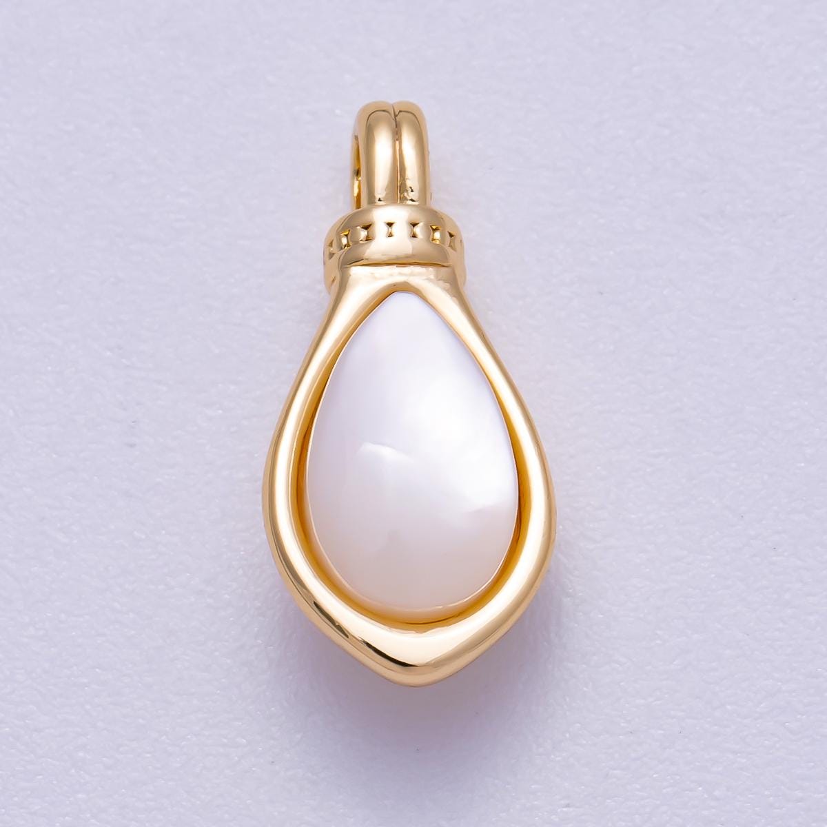 Dainty Tear Drop 18k Gold Filled Pearl Pendant Charm Minimalist Style for Necklace Jewelry Supply Charms-00638
