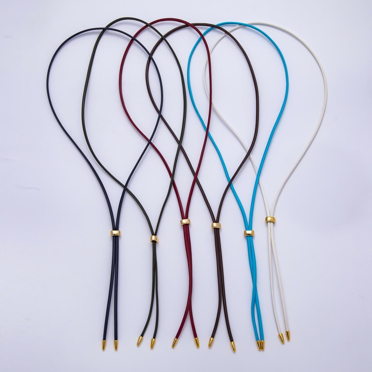 Dainty 2.5mm Leather Bolo Slide Adjustable 26 Inch Lariat Necklace | WA-04338 ~ WA-04343