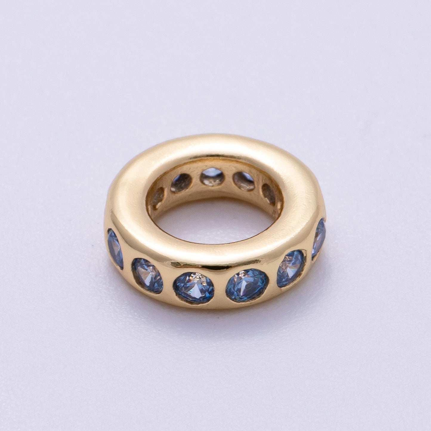 Birthstone Bead Spacer Charm 10mm 14k Gold Filled Gemstone Rondelle Charms with Big Hole for Bracelet, Necklace Component Beads-248