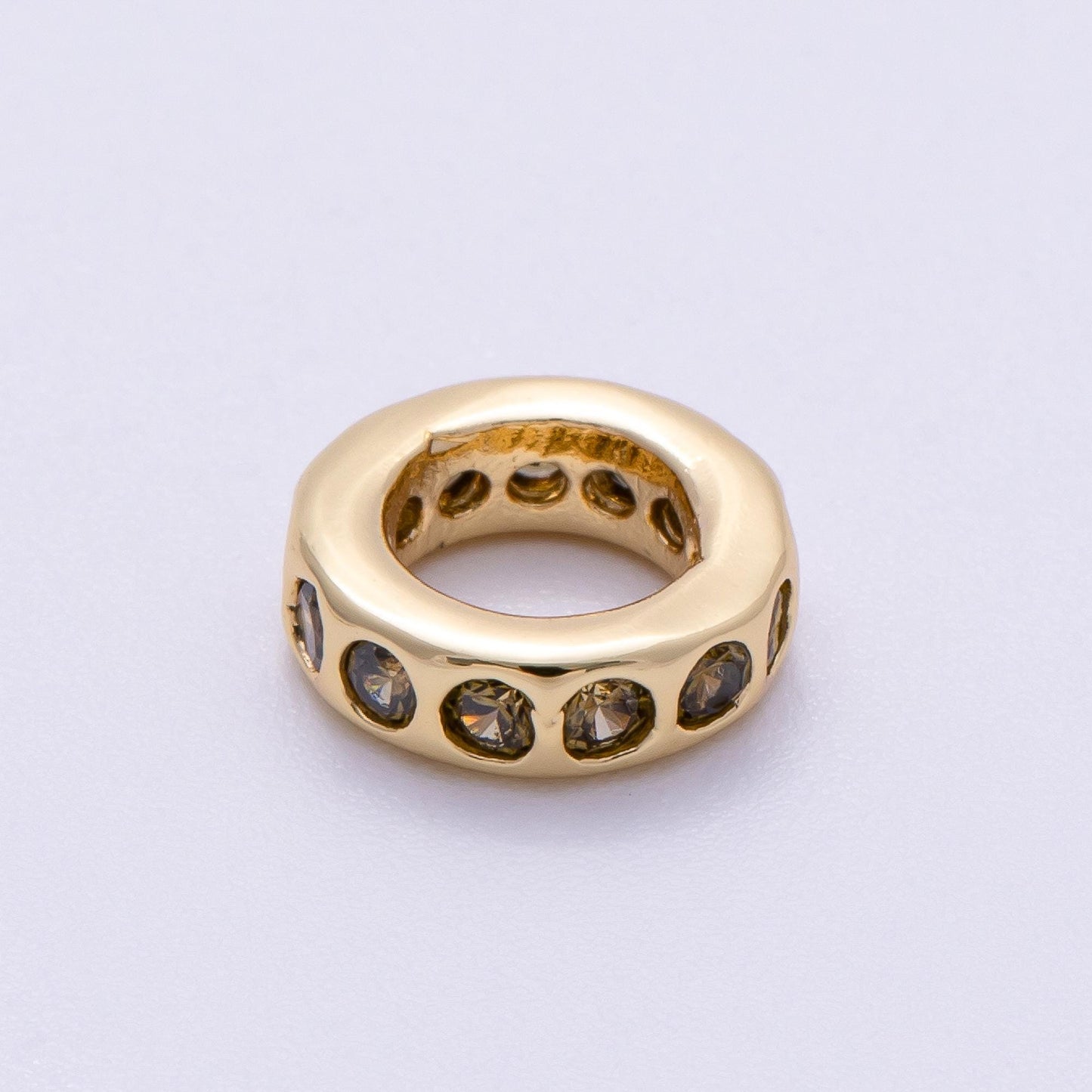 Birthstone Bead Spacer Charm 10mm 14k Gold Filled Gemstone Rondelle Charms with Big Hole for Bracelet, Necklace Component Beads-248