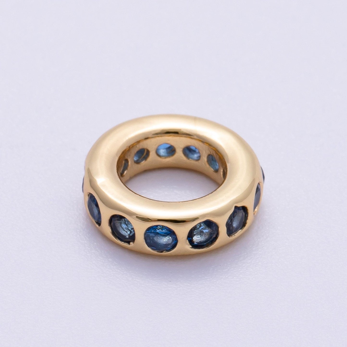 Birthstone Bead Spacer Charm 10mm 14k Gold Filled Gemstone Rondelle Charms with Big Hole for Bracelet, Necklace Component Beads-248