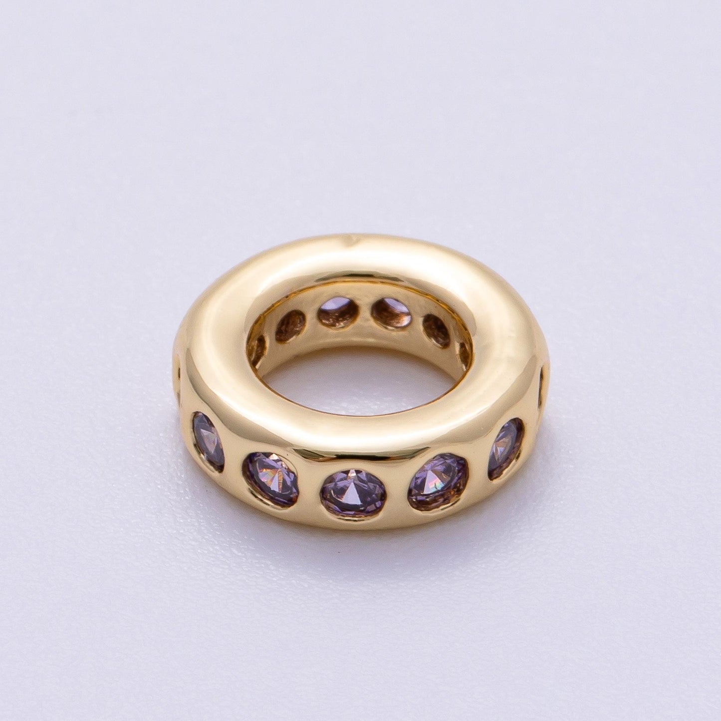 Birthstone Bead Spacer Charm 10mm 14k Gold Filled Gemstone Rondelle Charms with Big Hole for Bracelet, Necklace Component Beads-248
