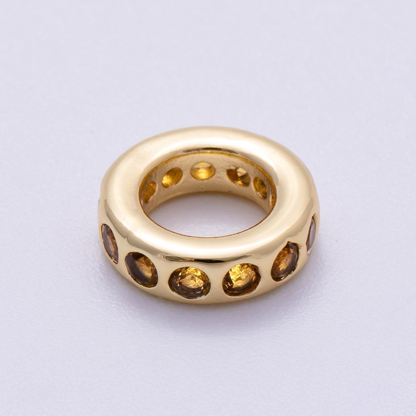 Birthstone Bead Spacer Charm 10mm 14k Gold Filled Gemstone Rondelle Charms with Big Hole for Bracelet, Necklace Component Beads-248