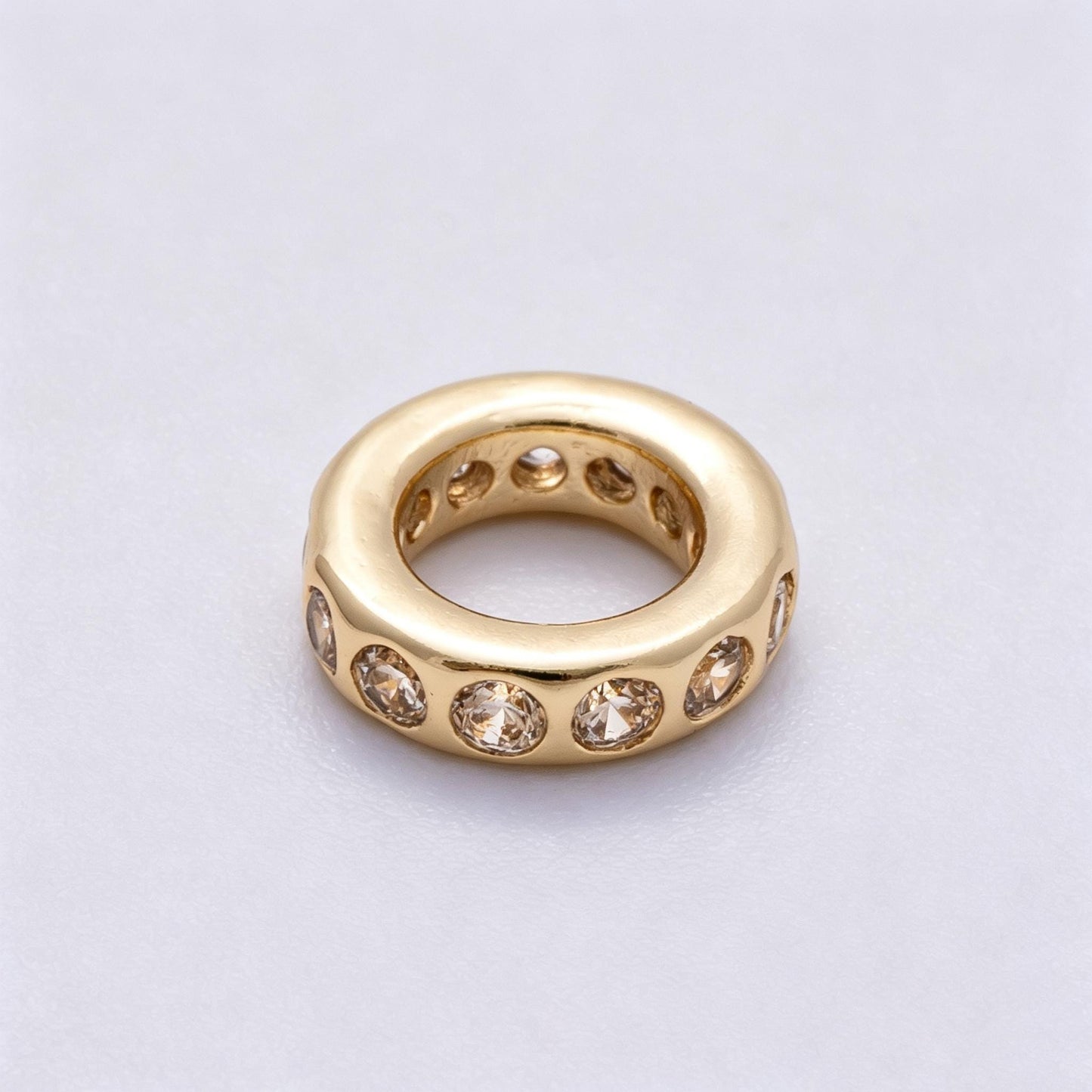 Birthstone Bead Spacer Charm 10mm 14k Gold Filled Gemstone Rondelle Charms with Big Hole for Bracelet, Necklace Component Beads-248